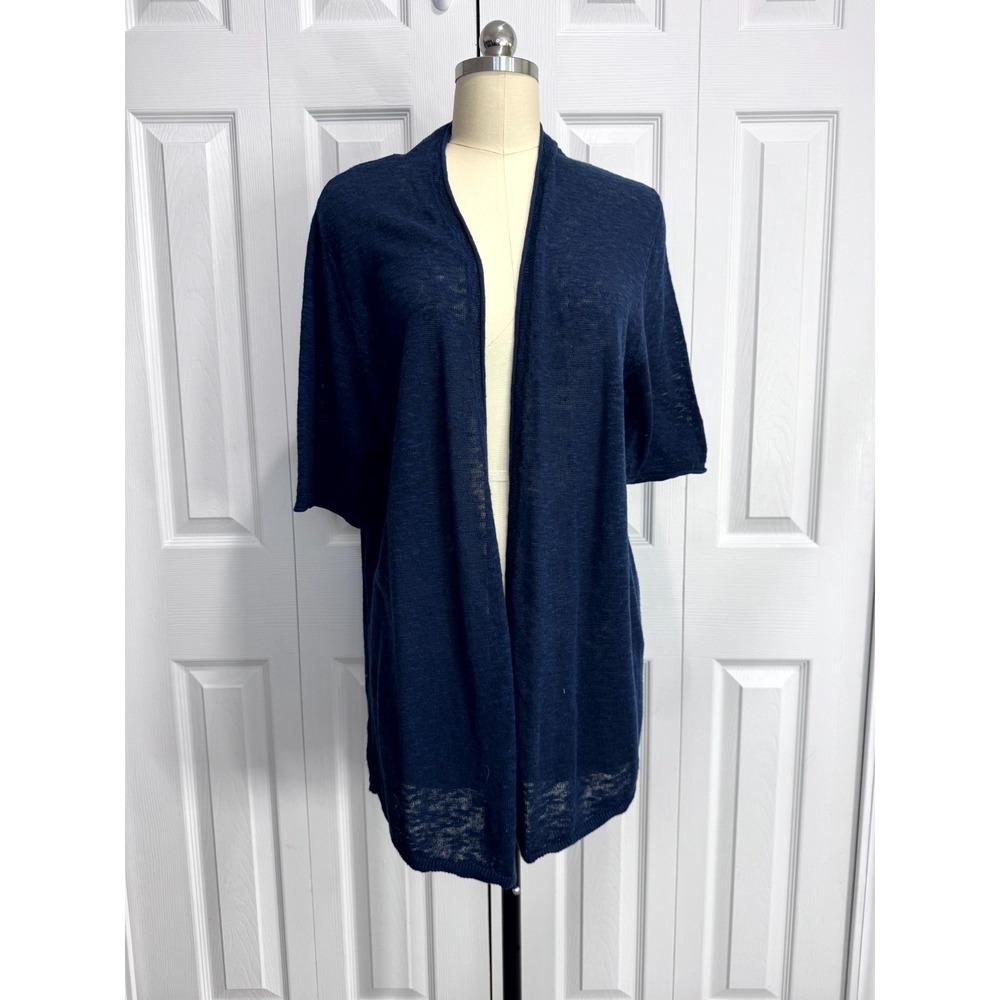 J.Jill Knit Open Front‎ Cardigan Sweater Women's XL Blue Long Sleeve Pullover